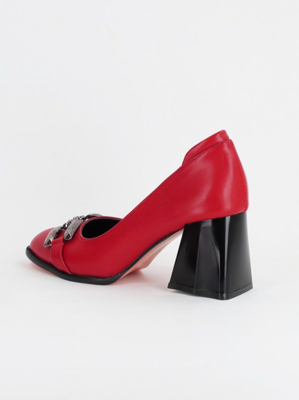 Pantofi Dama cu Toc din Piele Ecologica Roșu - BS680PT2401570 119