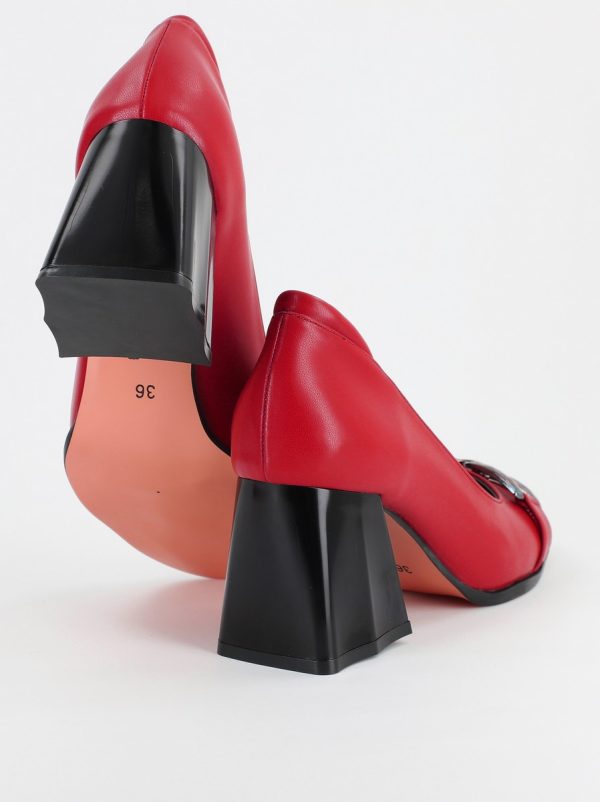 Pantofi Dama cu Toc din Piele Ecologica Roșu - BS680PT2401570 120