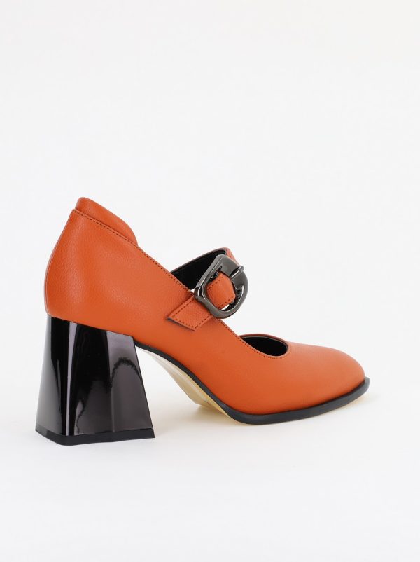 Pantofi Dama cu Toc Gros din Piele Ecologica Maro (BS683AY2401572) 121