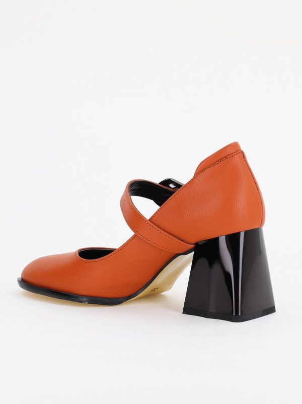 Pantofi Dama cu Toc Gros din Piele Ecologica Maro (BS683AY2401572) 122