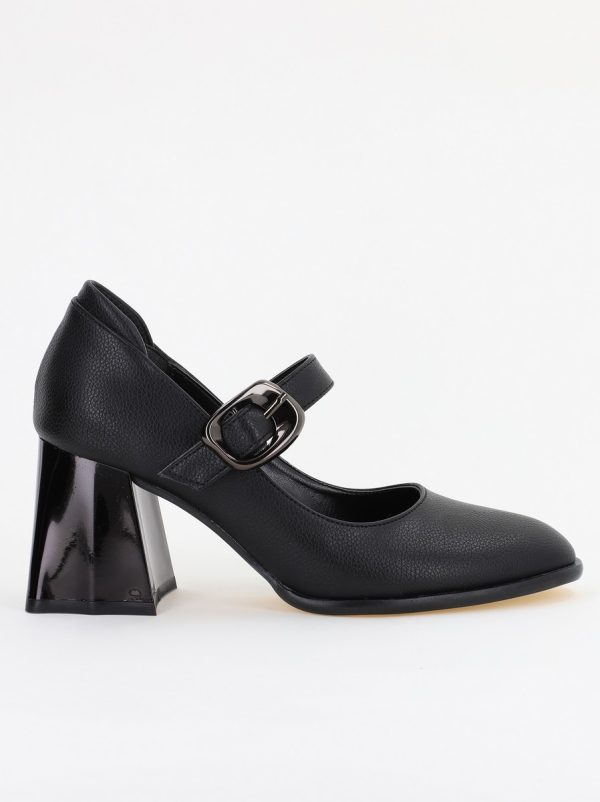 Pantofi Dama cu Toc Gros din Piele Ecologica Negru (BS683AY2401578) 120