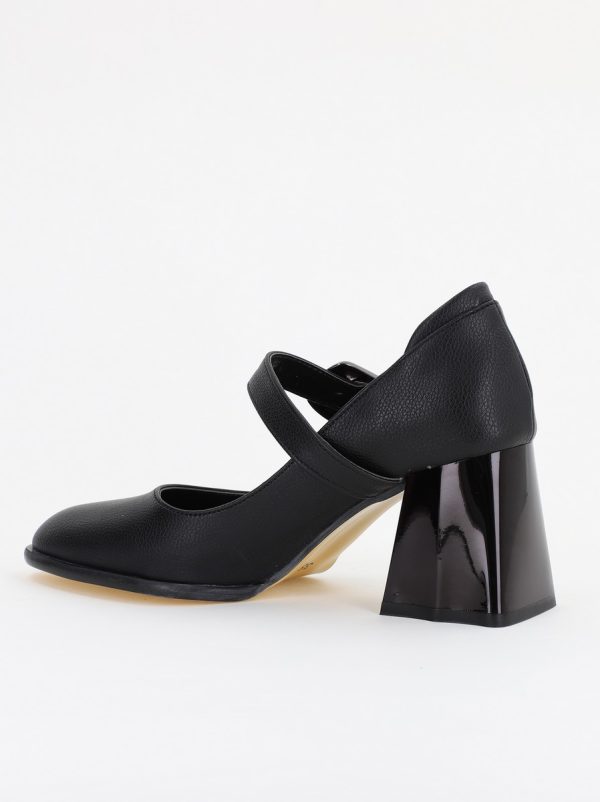 Pantofi Dama cu Toc Gros din Piele Ecologica Negru (BS683AY2401578) 122