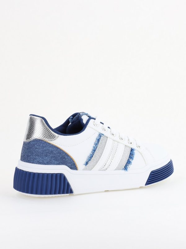 Pantofi damă sport casual piele ecologică Alb cu Bleumarin (BS322EV2401645) 126