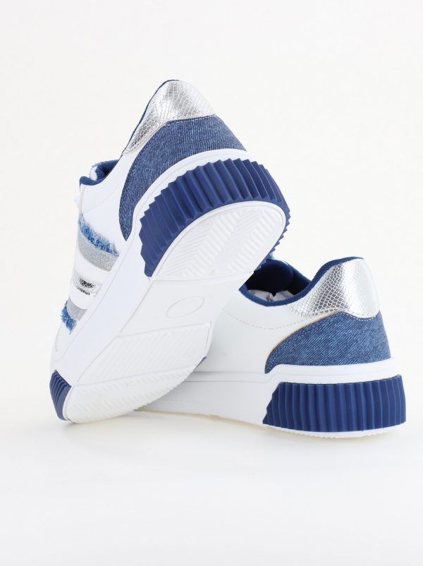 Pantofi damă sport casual piele ecologică Alb cu Bleumarin (BS322EV2401645) 120