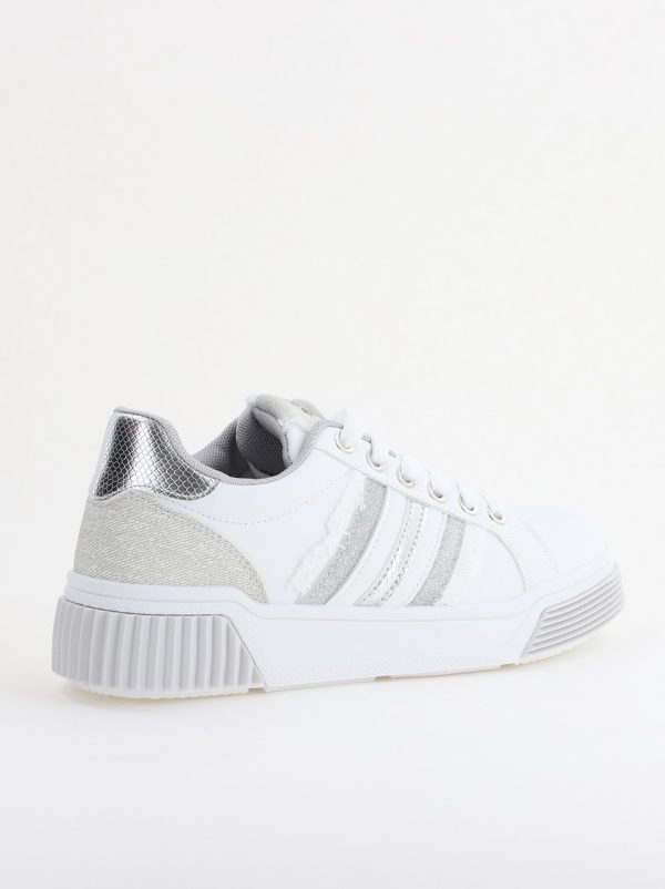 Pantofi damă sport casual piele ecologică Alb cu Gri (BS322EV2401646) 127