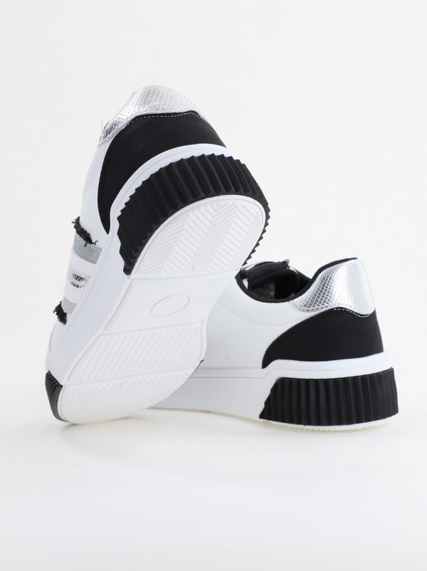 Pantofi damă sport casual piele ecologică Alb cu Negru (BS322EV2401647) 126