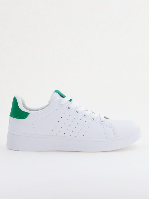 Pantofi damă sport casual piele ecologică Alb/Verde (BS311EV2401655) 122