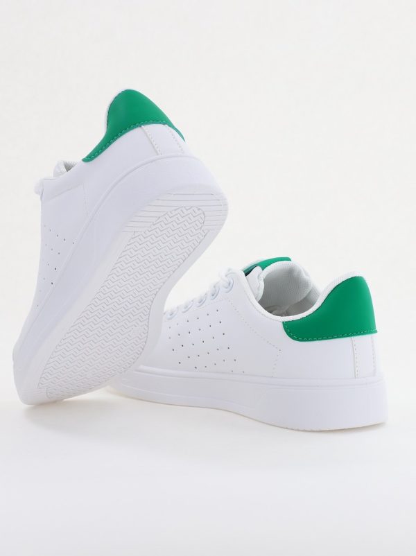 Pantofi damă sport casual piele ecologică Alb/Verde (BS311EV2401655) 120