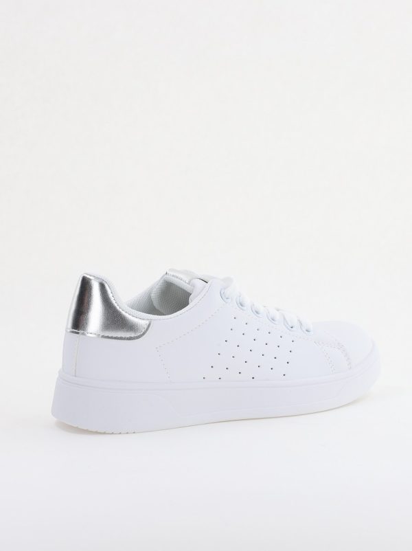 Pantofi damă sport casual piele ecologică Alb/Argintiu (BS311EV2401657) 124