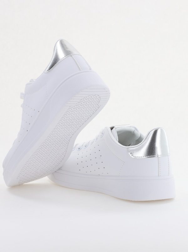Pantofi damă sport casual piele ecologică Alb/Argintiu (BS311EV2401657) 120