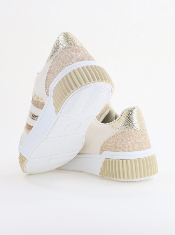 Pantofi damă sport casual piele ecologică Bej cu Alb (BS322EV2401649) 126