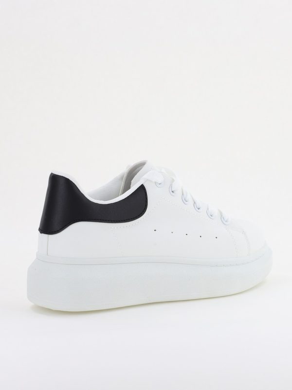 Pantofi damă sport casual piele ecologică Alb cu Negru (BS632BO2401629) 124