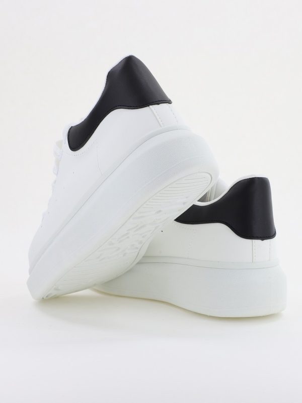 Pantofi damă sport casual piele ecologică Alb cu Negru (BS632BO2401629) 125