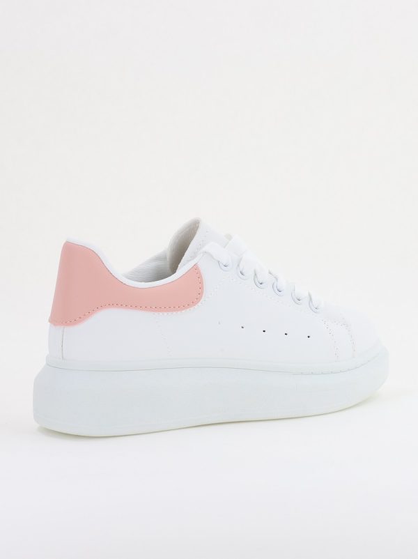Pantofi damă sport casual piele ecologică Alb cu Roz (BS632BO2401627) 125