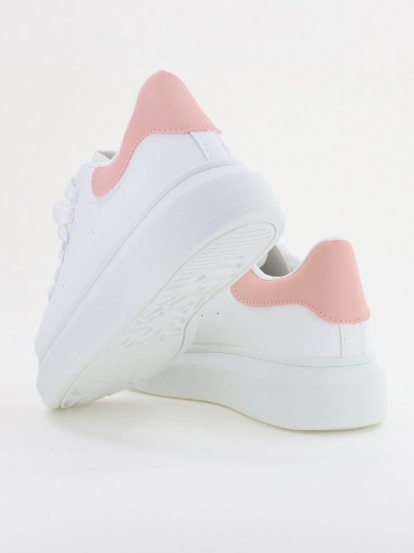 Pantofi damă sport casual piele ecologică Alb cu Roz (BS632BO2401627) 120