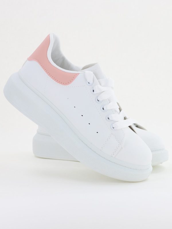 Pantofi damă sport casual piele ecologică Alb cu Roz (BS632BO2401627) 122