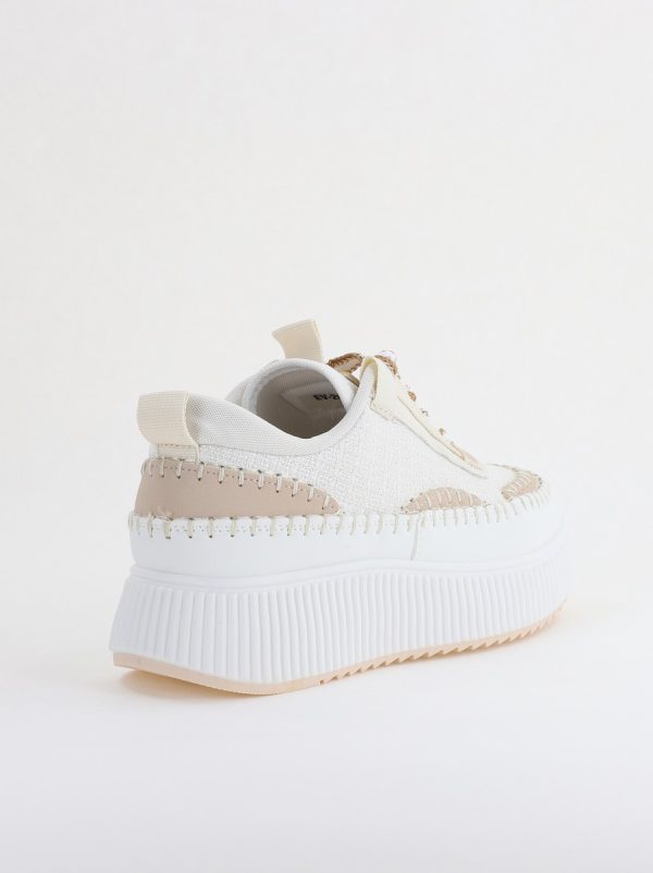 Pantofi damă sport piele ecologică si textil Alb Bej (BS288EV2401637) 124