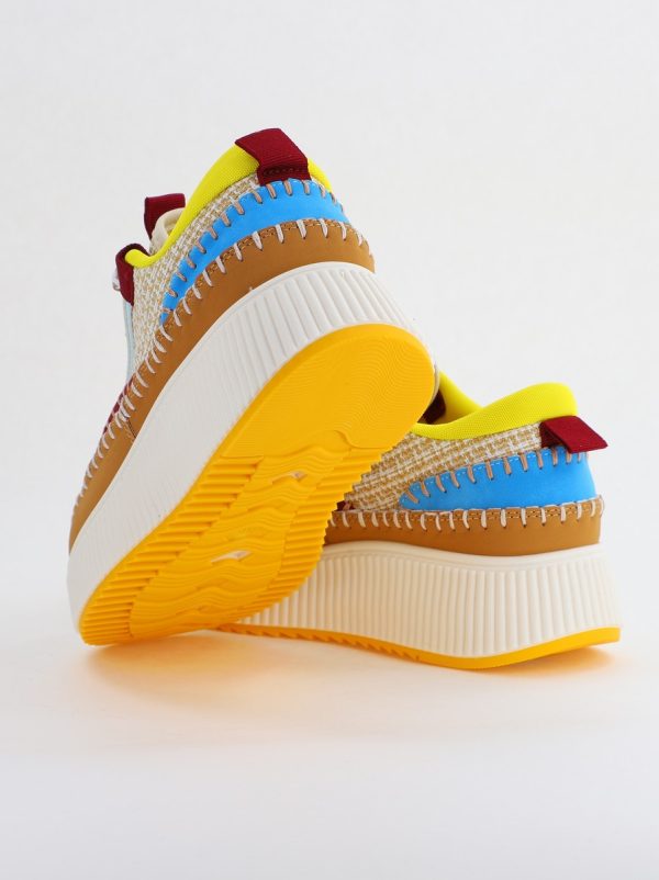 Pantofi damă sport piele ecologică si textil Maro cu Albastru (BS298EV2401620) 124