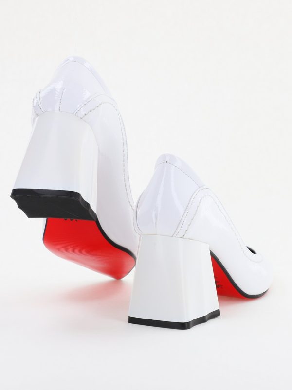 Pantofi Dama Toc Piele Ecologica alb lucios (BS2001D2401602) 124