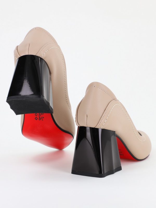 Pantofi Dama Toc Piele Ecologica bej (BS2001D2401609) 126