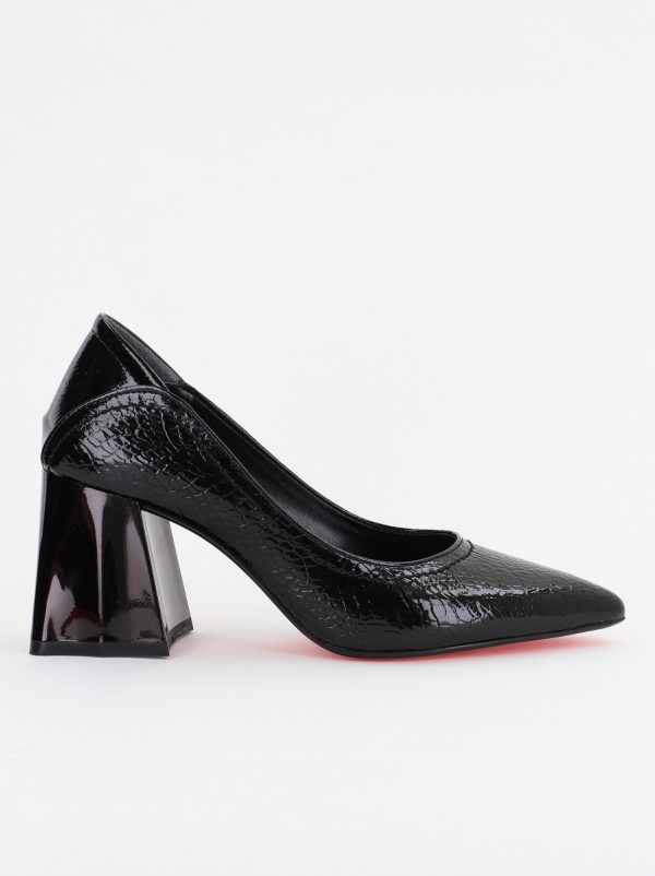 Pantofi Dama Toc Piele Ecologica negru texturat(BS2001D2401616) 125