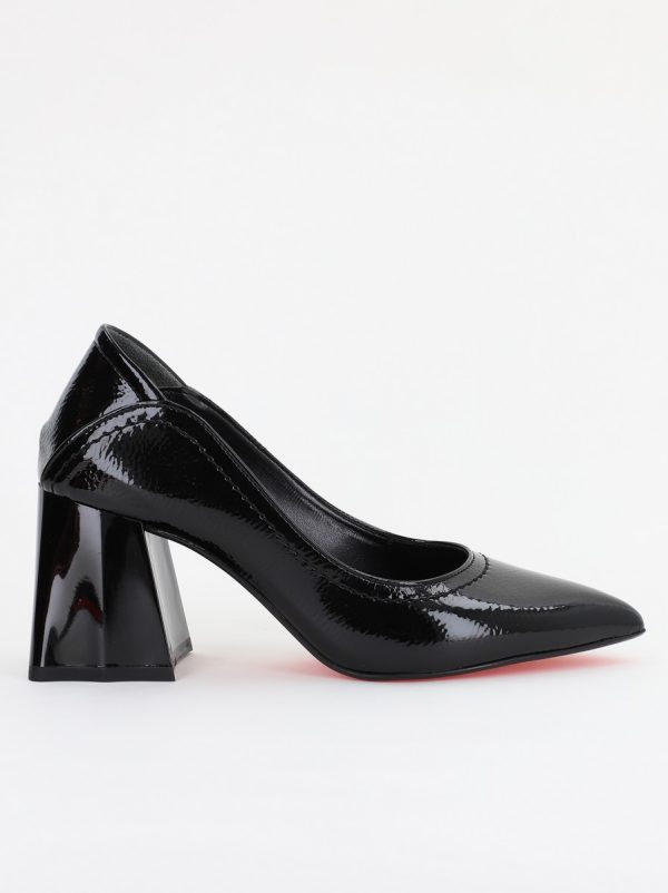 Pantofi Dama Toc Piele Ecologica negru lucios (BS2001D2401608) 122