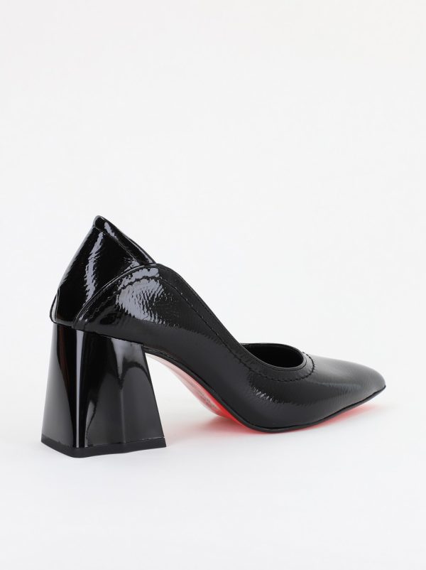 Pantofi Dama Toc Piele Ecologica negru lucios (BS2001D2401608) 124
