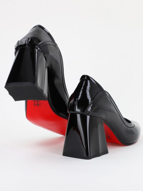 Pantofi Dama Toc Piele Ecologica negru lucios (BS2001D2401608) 126