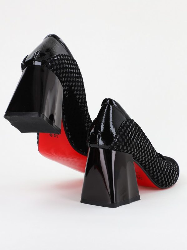 Pantofi Dama Toc Piele Ecologica negru carouri(BS2001D2401604) 126