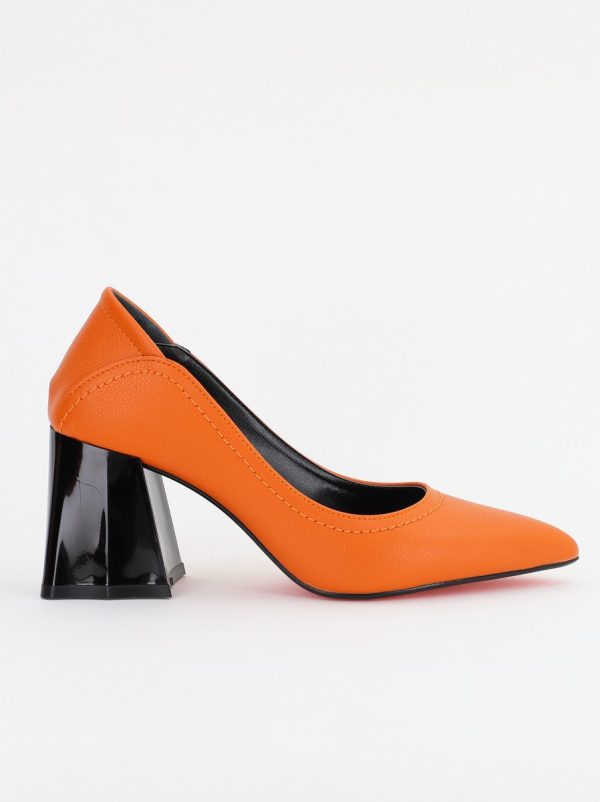 Pantofi Dama Toc Piele Ecologica portocaliu(BS2001D2401605) 122