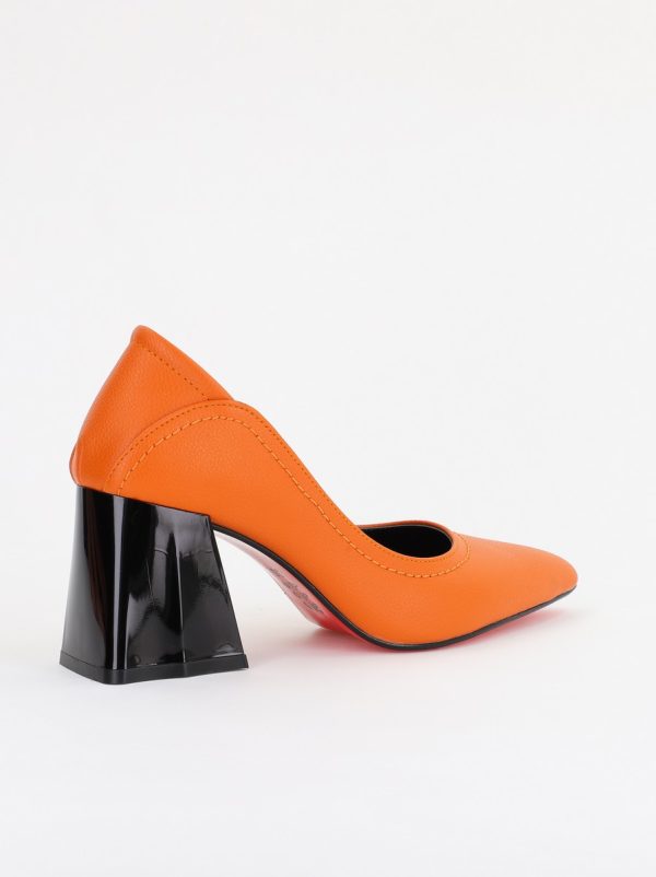 Pantofi Dama Toc Piele Ecologica portocaliu(BS2001D2401605) 124