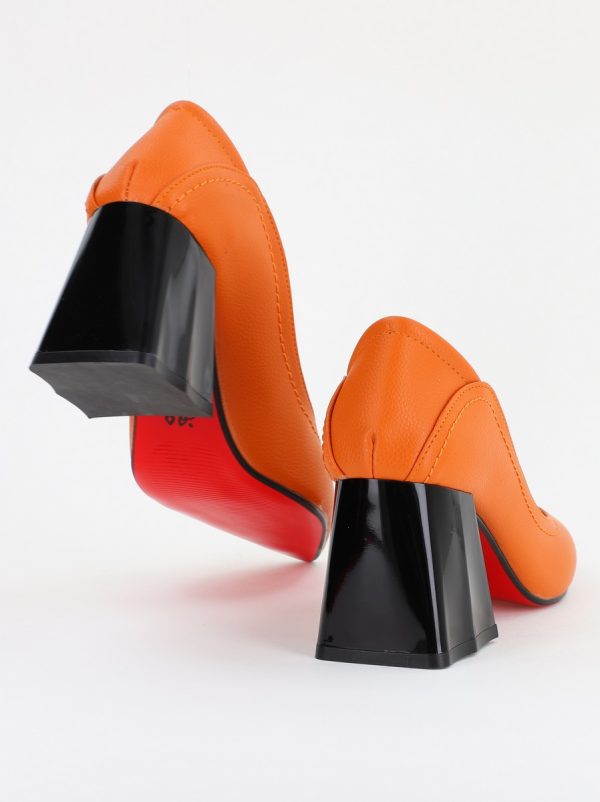 Pantofi Dama Toc Piele Ecologica portocaliu(BS2001D2401605) 126