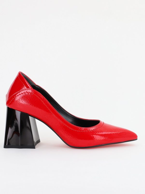 Pantofi Dama Toc Piele Ecologica rosu lucios (BS2001D2401607) 122