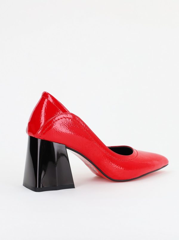Pantofi Dama Toc Piele Ecologica rosu lucios (BS2001D2401607) 124