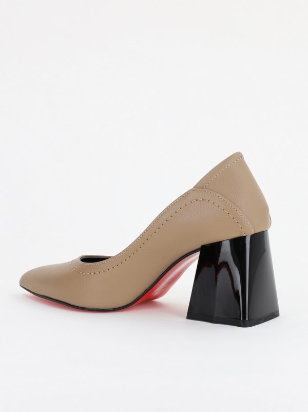 Pantofi Dama Toc Piele Ecologica taupe (BS2001D2401610) 125