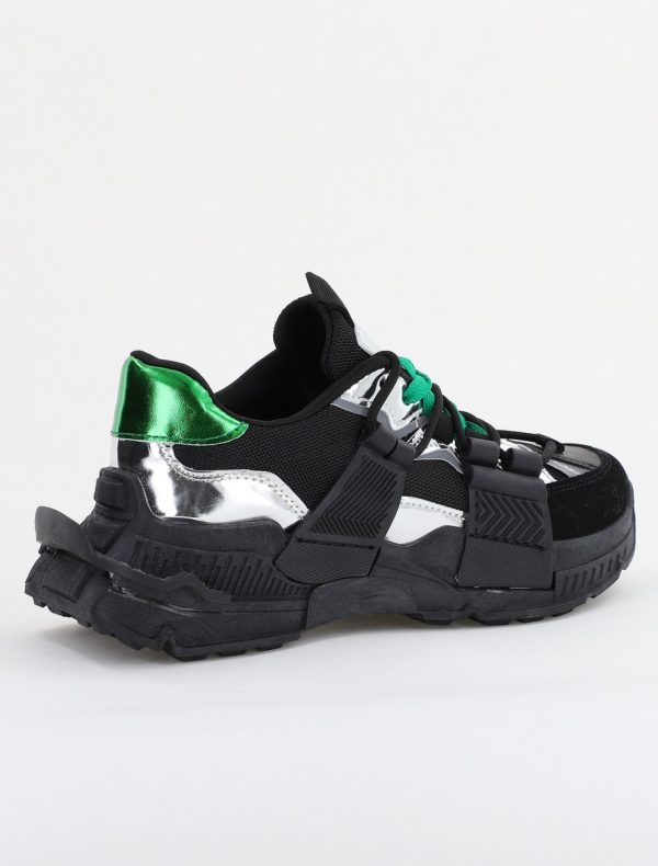 Pantofi sport damă cu elemente design reflectorizante Negru cu verde (BS302EV2401624) 126