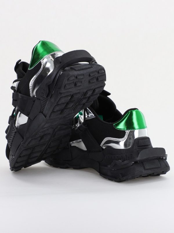 Pantofi sport damă cu elemente design reflectorizante Negru cu verde (BS302EV2401624) 120
