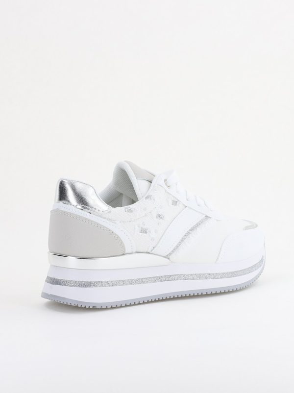 Pantofi sport damă piele ecologică și material textil Alb (BS305EV2401630) 127