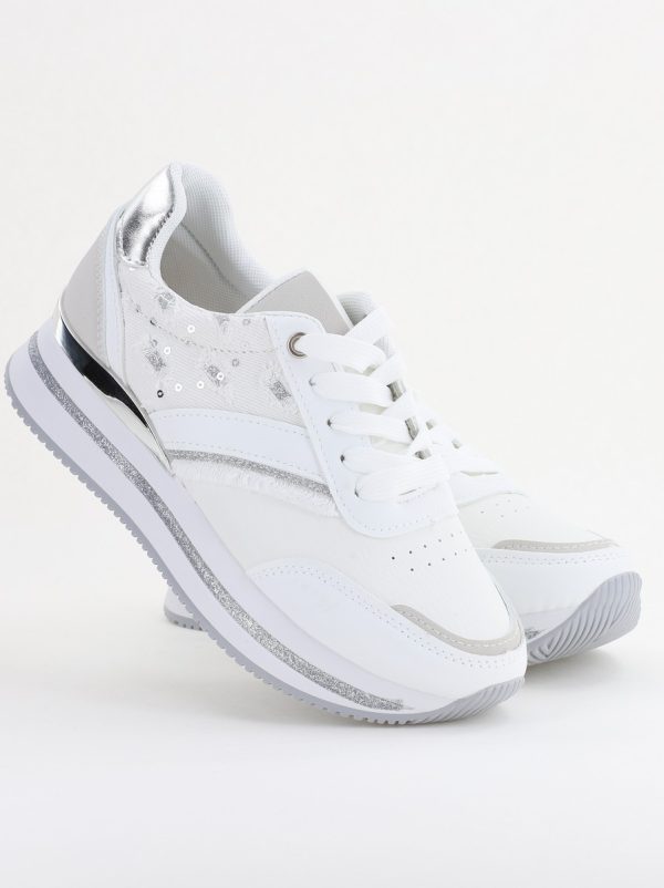 Pantofi sport damă piele ecologică și material textil Alb (BS305EV2401630) 122