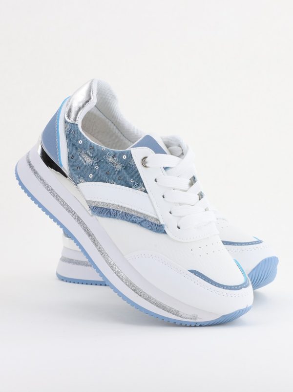 Pantofi sport damă piele ecologică și material textil Albastru (BS305EV2401632) 122