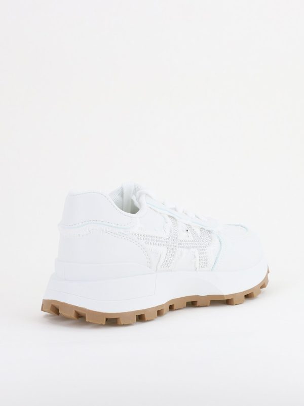 Pantofi sport damă piele ecologică și material textil Alb(BS308EV2401638) 124