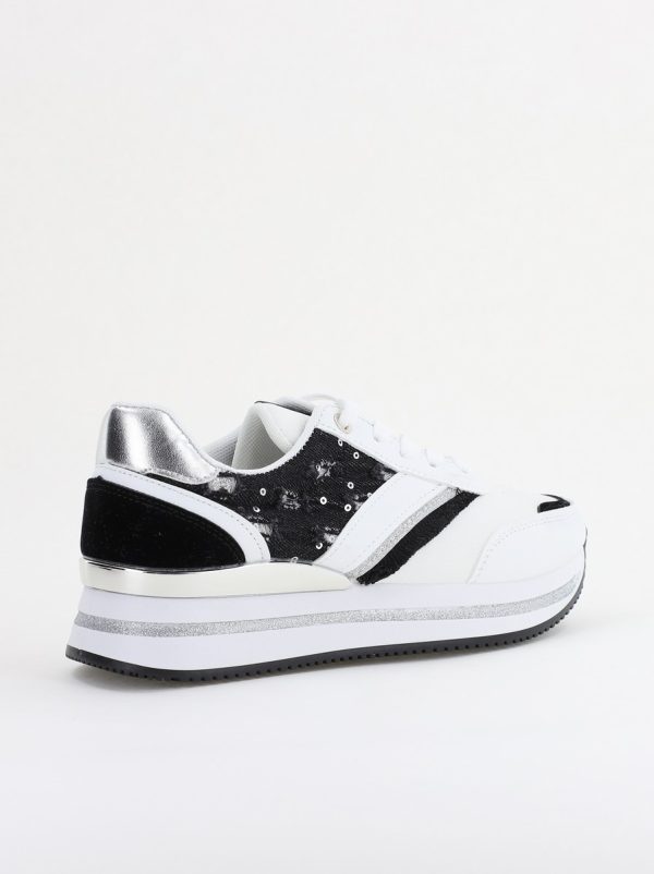 Pantofi sport damă piele ecologică și material textil Negru (BS305EV2401631) 124