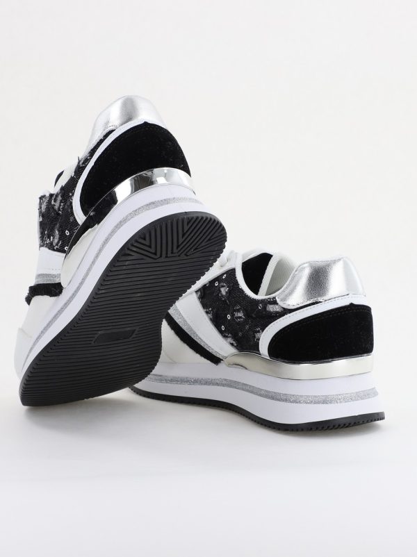 Pantofi sport damă piele ecologică și material textil Negru (BS305EV2401631) 125