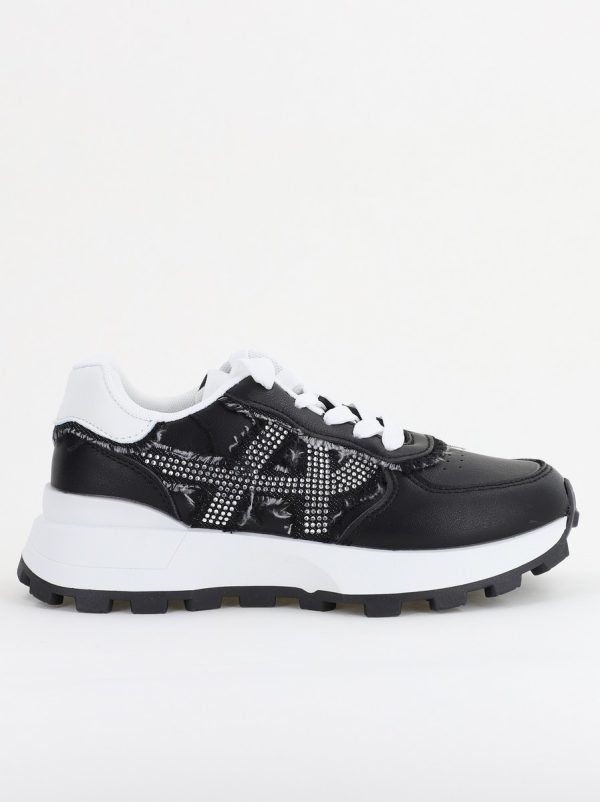 Pantofi sport damă piele ecologică și material textil Negru (BS308EV2401640) 122
