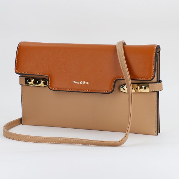 Poșetă Tip Plic Damă Casual Piele Ecologică cu Buzunare Bej/Maro - TomEva BS5386P2401013 120