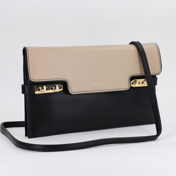 Poșetă Tip Plic Damă Casual Piele Ecologică cu Buzunare Bej/Negru - TomEva BS5386P2401014 126