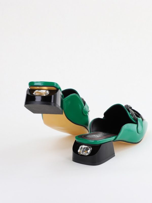 Saboti Toc Jos Eleganti Piele Ecologica Verde Lucios (BS415TR2401537) 122