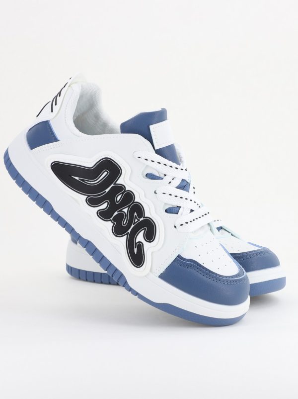 Sneakers damă sport piele ecologică Alb cu Albastru (BS296EV2401652) 122