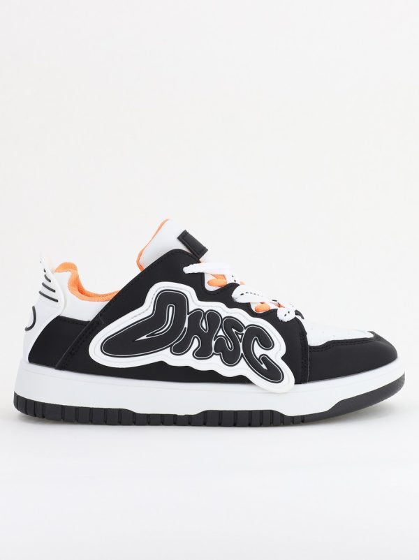 Sneakers damă sport piele ecologică Alb cu portocaliu (BS296EV2401650) 127