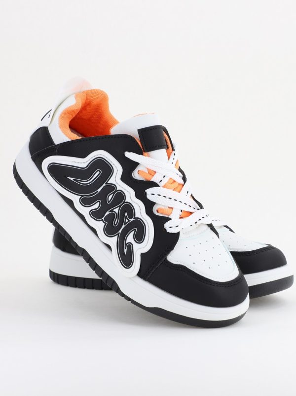 Sneakers damă sport piele ecologică Alb cu portocaliu (BS296EV2401650) 122